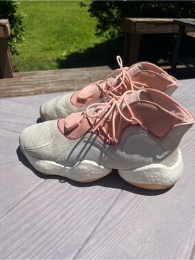 Adidas Crazy BYW LVL 1 High Top Basketball Shoes, Cream/White/Clear Orange, 8